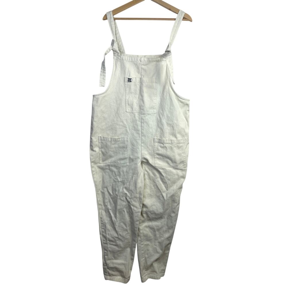 Lucy and Yak Organic Cotton Dungarees Overalls Pants Natural Cream womens M